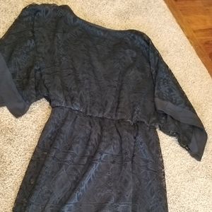 Navy sheer overlay dress